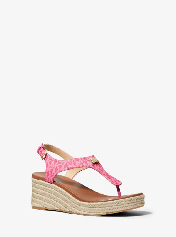 Damske Sandále Michael Kors Laney Logo Espadrille Wedge Červené - Topanky Michael Kors Obchod | RVSXY-6942